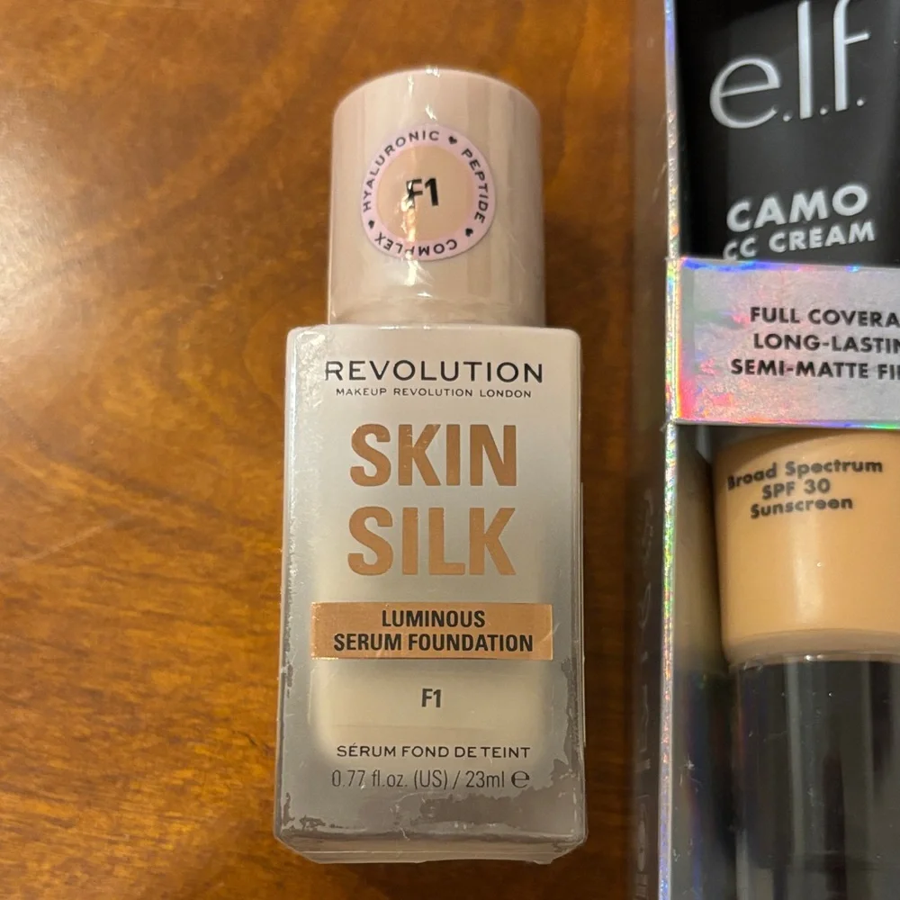 Makeup Revolution Skin‎ Silk Foundation, E.L.F CC Cream & Brow Pen Lot of 3
